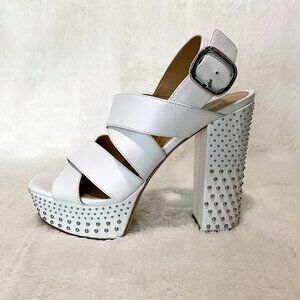 Michael Kors White Platform Shoes with Studded Heels
